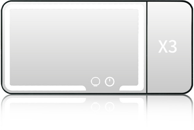 Keka 차량용 메아크업 거울 LED 화장 미러 3색 라이트 충전식 썬바이저 거울, 1개, 블랙