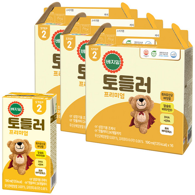 (뉴) 베지밀 토들러 프리미엄 2단계, 190ml, 48개