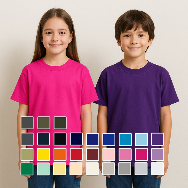 키즈 아동 주니어 유아 티셔츠 17수 무지 기본 반팔티 단체티