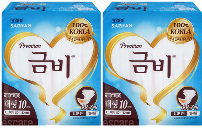 금비 테이프형 대형 10매입 2팩 성인용기저귀, 10개입, 2개