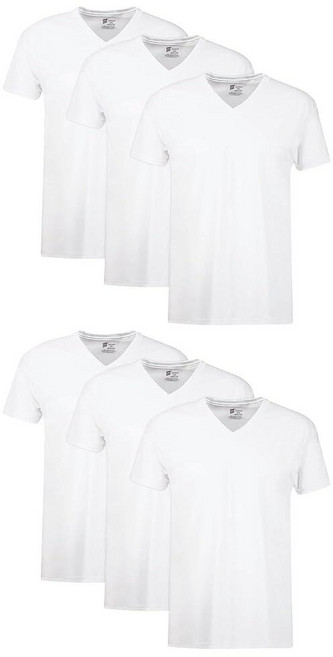Hanes 남성용 6팩 Ultimate FreshIQ 브이넥 티셔츠 태그 없는 면 브이넥 속옷 멀티팩 6팩 - 화이트. 398540