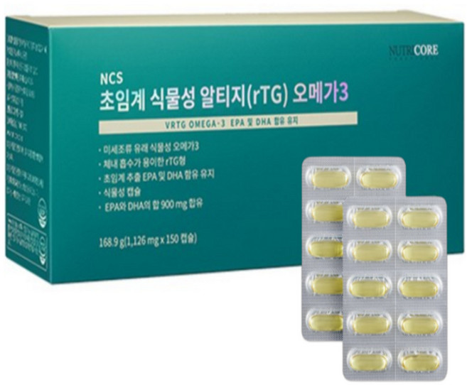 뉴트리코어 NCS 초임계 식물성 알티지 오메가3 + 쇼핑백, 150정, 1개
