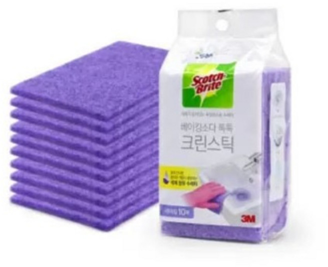 1788 3M 베이킹소다 크린스틱 시트타입 (10개입) 욕실용 수세미 세정제 함유