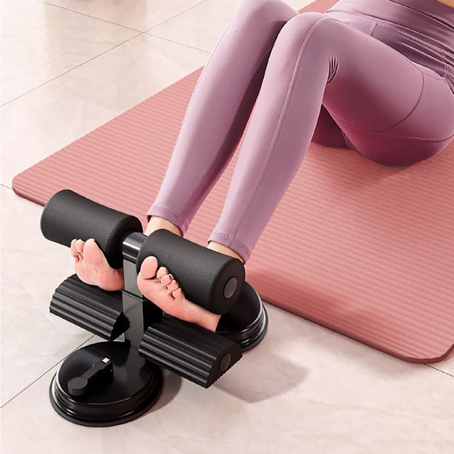 홈트레이닝 윗몸일으키기 보조기 복근운동기구 헬스소품 휴대용 더블 빨판, 1개, 블랙