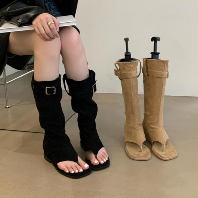 여성 캐주얼 조리 샌들 여름 통굽 캐주얼 부츠