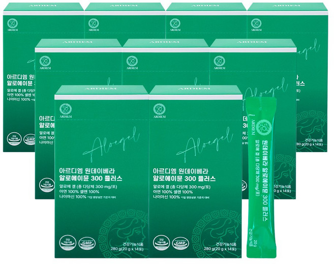 아르디엠 원데이베라 알로에이뮨 300 플러스 알로에겔 젤리스틱 20g x 14포, 9박스, 14회분