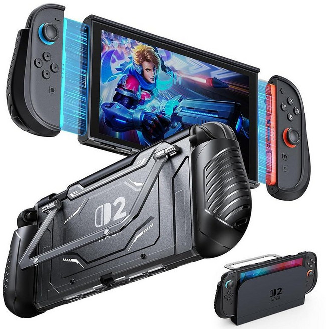 Switch 2 Protective Case with Kickstand FYOUNG Dockable Hard PC Shell for Nintendo Switch 2 Conso, Black