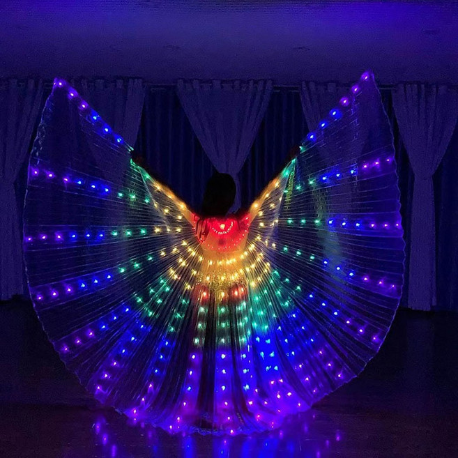 응원봉 LED 벨리댄스 날개 여성 공연 쇼용 나비 형광 이시스, (110 cm), Multicolour