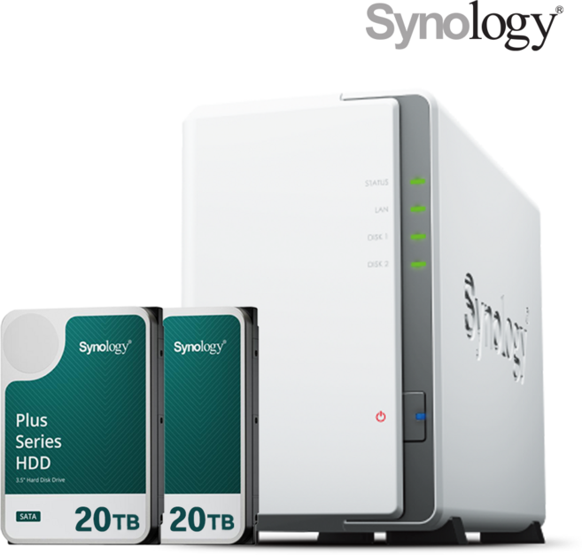 [ 시놀로지 공식총판 ] 시놀로지 나스 DS223j 2베이 [40TB] 20TBx2 HAT3320 NAS HDD 합본