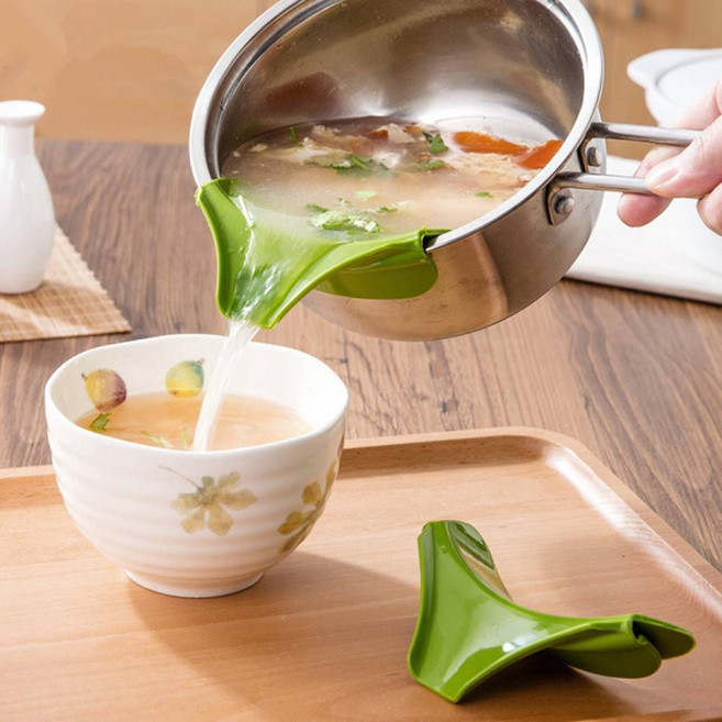 [2개묶음] 두꺼비 냄비 깔대기 실리콘 리필 주방깔대기 기름깔대기 국물 gt0+933ge, 3실리콘따르개-그린