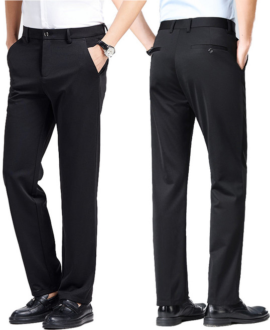 3위 - 1+1 남성 정장바지 가을 겨울 정장바지 허리밴드 스판 구김없는 기본 지퍼 양복바지 STOVAXIR
