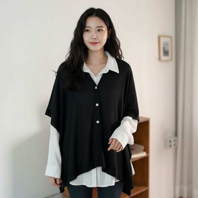 컬러인베리 사계절 루즈핏 숄 가디건