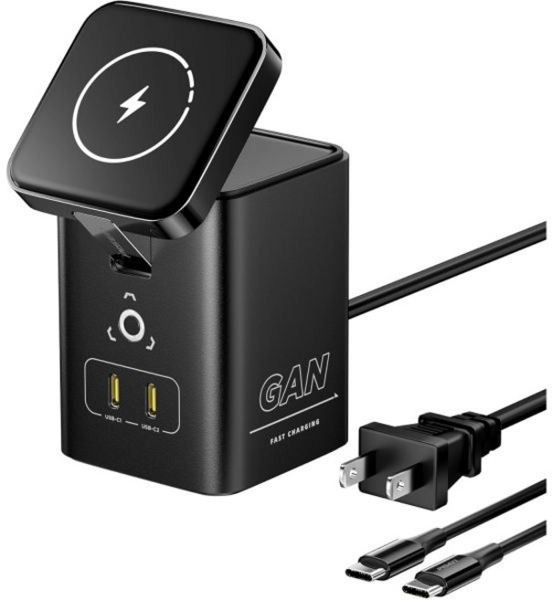 PISEN 4-in-1 Mag-Safe 무선 충전기 - 다중 장치용 45W GaN 충전소 Qi 인증 스탠드 마그네틱 고속 충전(iPhone 16/15/14/13/12 삼성