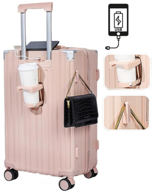 NewBoy 18인치 20인치 22인치 24인치 28인치 기내용 대형 하드 여행용 감성 하드 USB 미니 캐리어 수납 주머니 대용량 패션 남녀 공용 흰색 블랙 회색 분홍색