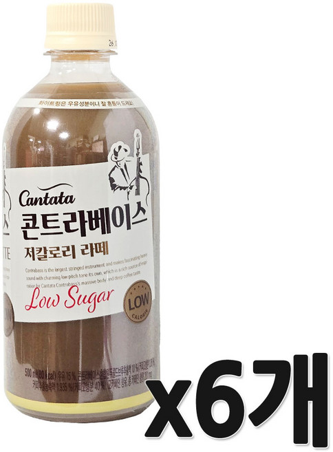 칸타타 콘트라베이스 저칼로리 라떼, 6개, 500ml