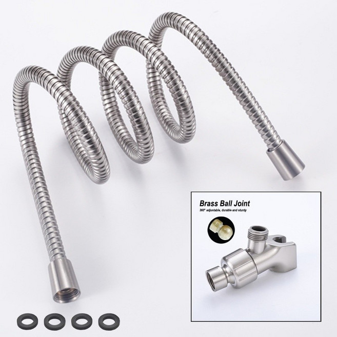 두진 바스 꼬임방지 튜브형 샤워호스, 2m, 실버