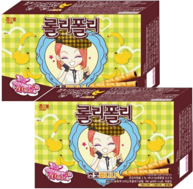 해태제과 롤리폴리 초코바나나, 196g, 2개