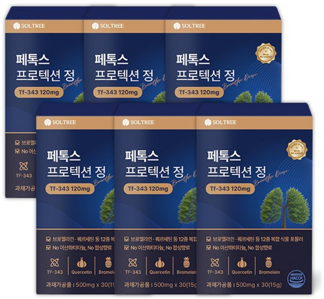 페톡스 프로텍션 정 TF 343 브로멜라인 퀘르세틴, 6개, 30정