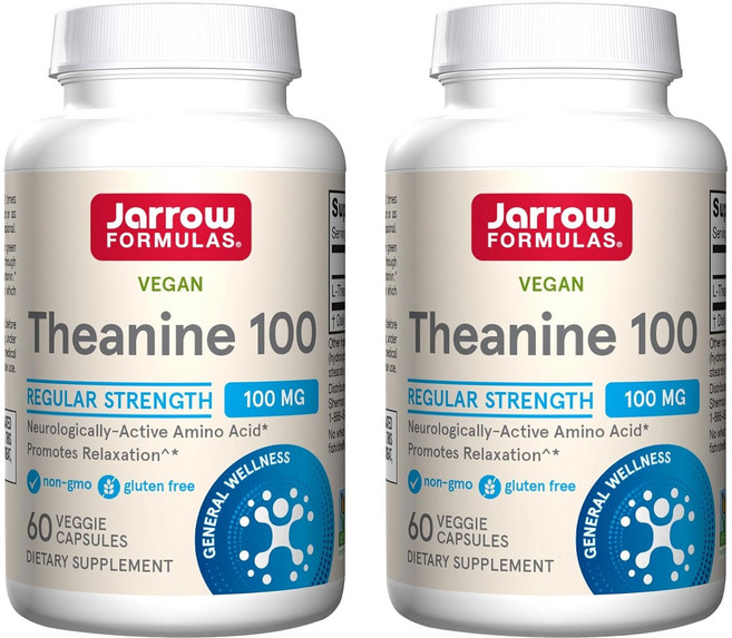 Jarrow FORMULAS 賈羅公式 茶胺酸素食膠囊 100mg, 60顆, 2罐