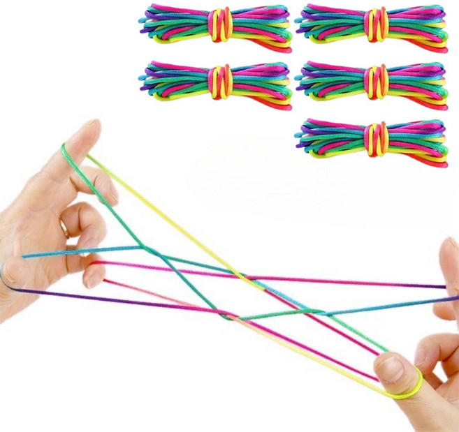 슈리팜 알록달록 무지개 실 추억의 실뜨기 장난감, 5개