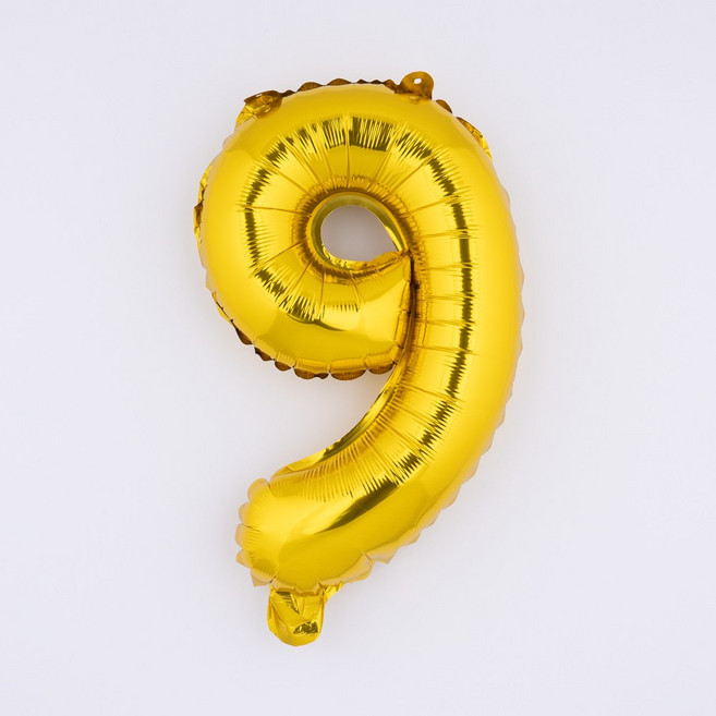 아트포유 은박 파티 숫자풍선 중형 80cm, 1개, 옐로우 골드 9