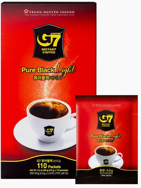 G7 퓨어블랙 라이트 원두커피믹스, 0.9g, 110개입, 1개 - 쿠팡