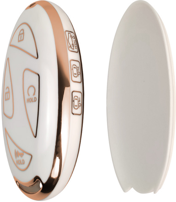 MODACE 2023-2025현대 차키 케이스(5버튼/7버튼)TPU 소프트젤 보호 케이스, 7버튼-골드 화이트