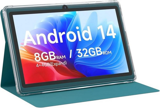 CUPEISI 태블릿 안드로이드 14 7인치 태블릿 8GB RAM+32GB ROM/1TB 확장 가능한 1.6Ghz 쿼드 코어 프로세서 컴퓨터 1024 x 600 IPS H, Blue