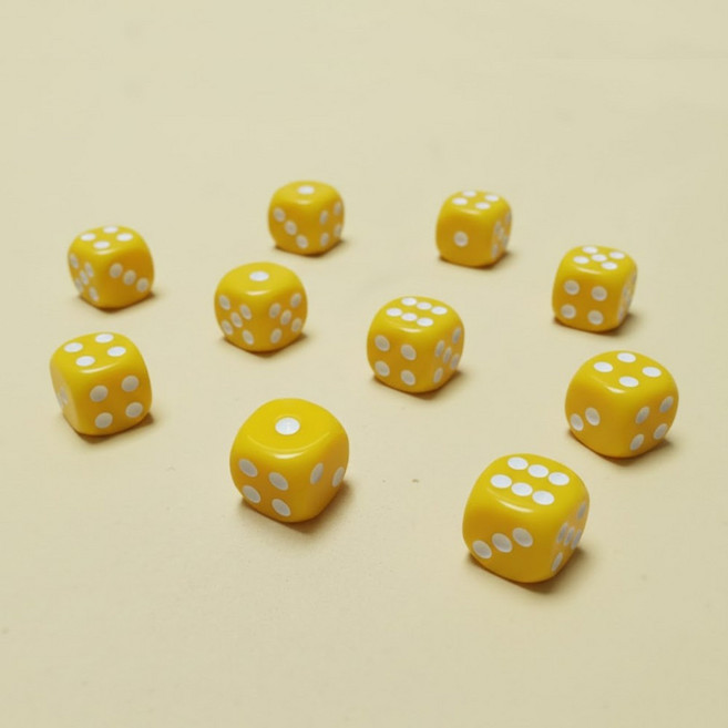 14mm 보드게임 주사위 10p 다이스 컬러 라스베가스 추가 스가라다 색깔 미니 자작게임 카페게임, 10개, 1. 옐로우