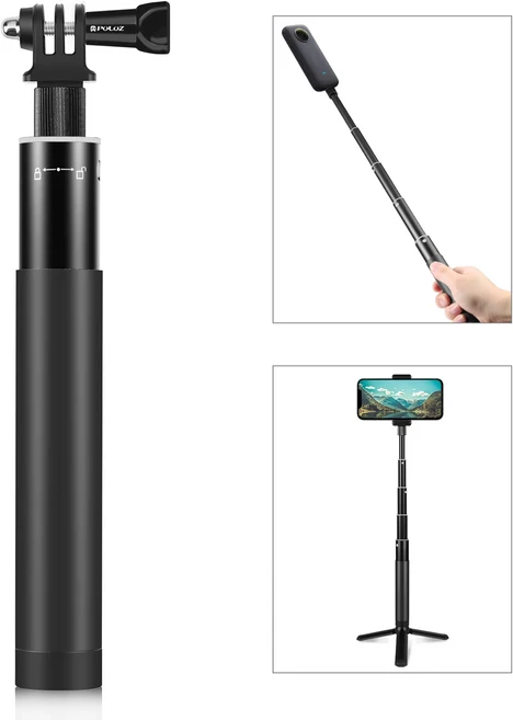 PULUZ 셀카봉 모노포드 유니버설 인비저블 어댑터 베이스 스크류 고프로 DJI 인스타360 원 RS X2 X3 조절식, 04 70cm