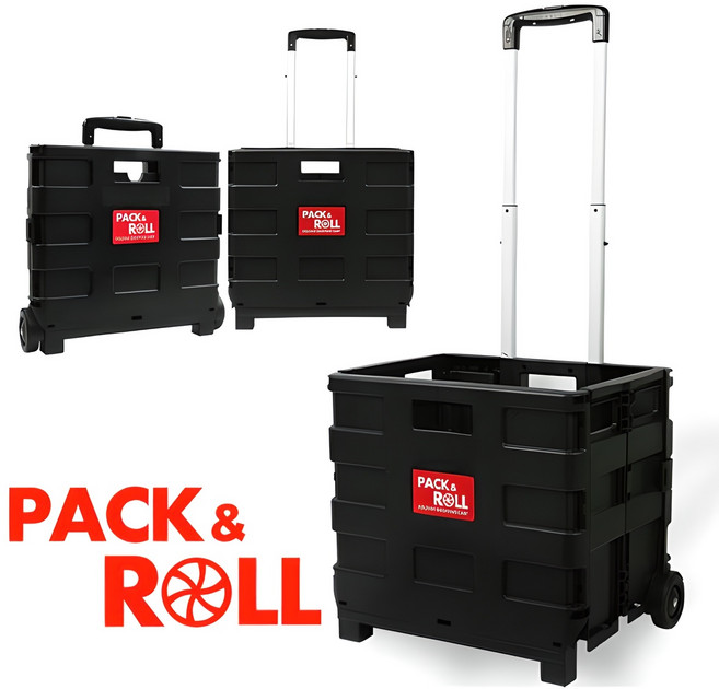 팩앤롤 접이식 멀티카트 중형, 블랙, 1개