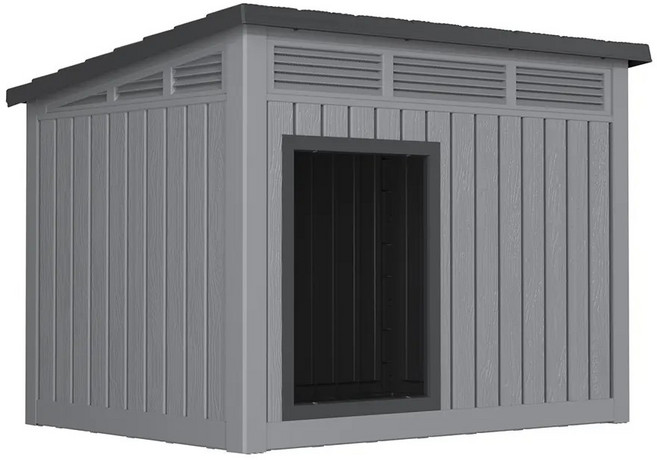 지오리빙 강아지집 고양이집 개집 소형견 중형견 대형견 초대형견 야외 마당 견사 애완견 하우스 사계절 숨숨집 화장실, 1개, DH204/그레이+블랙