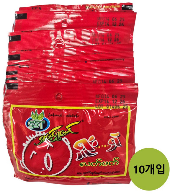미얀마 사워 스파이시 발효 찻잎 (차나무잎 38.49%함유) Myanmar Tea Leaf, 1개, 10개입, 16g