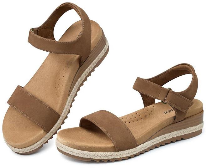 [미국수입정품] SHIBEVER Dressy 웨지 여성용 샌들: Espadrille 여름 캐주얼 플랫폼 아치 서포트 편안한 워킹 샌들 신발 탠 색상 300732