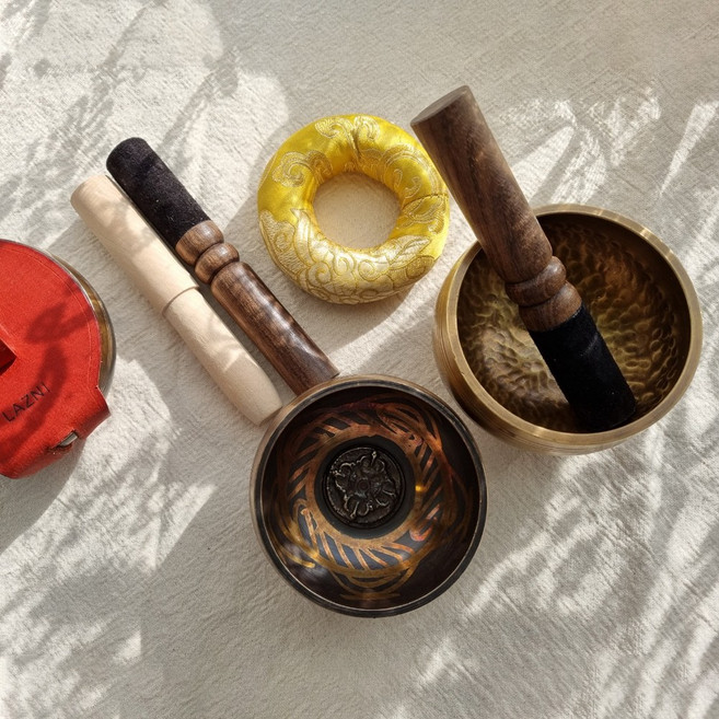 라즈니 싱잉볼 씽잉볼 테라피 미니 릴렉스종 힐링 요가 명상도구, 패턴싱잉볼+기본스틱, 1개