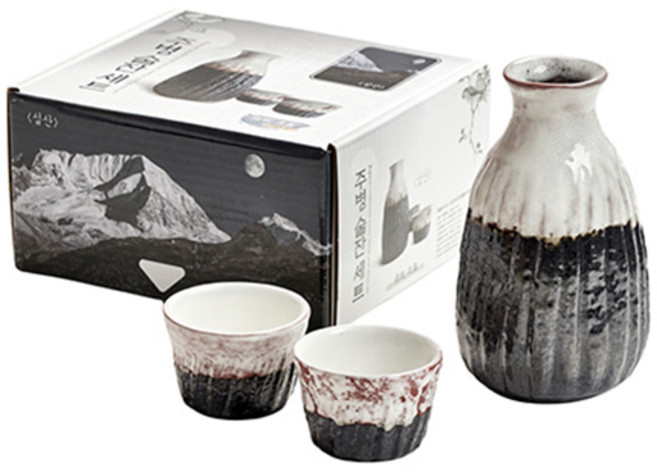 일본풍 설산 이자카야 주병 선물세트(독구리+술잔), 1박스, 독구리1개+잔2개