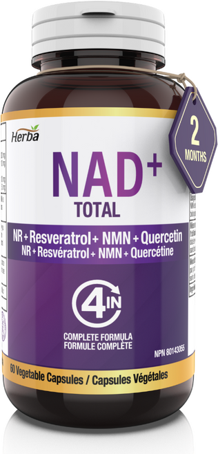 NAD+ 300mg 60식물성캡슐NR NMN 100mg 트렌스레스베라트롤100mg 퀘르세틴 50mg 허바 캐나다, 1개, 60정