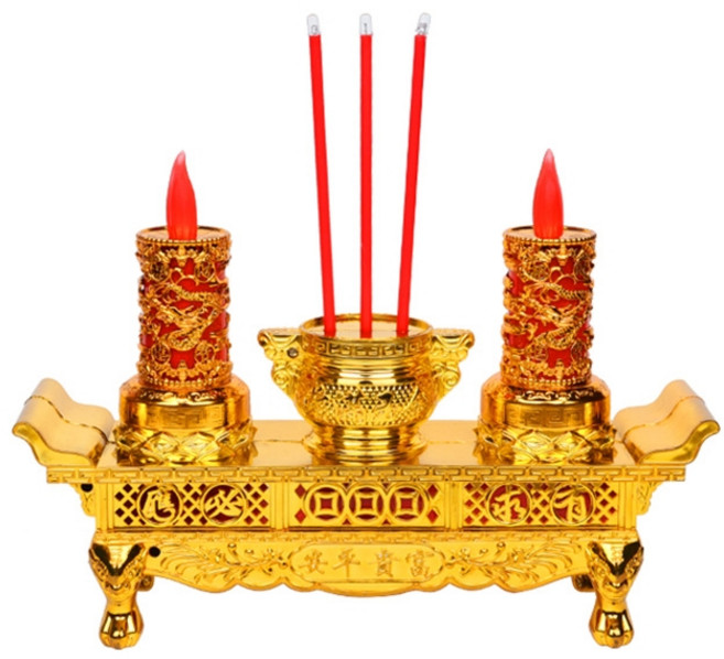 LED 행운 부처 향초 램프 무선/전기 듀얼 스윙 촛대, 배터리 모델, 5506-1 용광로