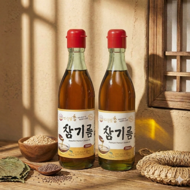 [맛꾼] 저온 압착 고소한 통참깨100% 참기름, 2개, 350ml