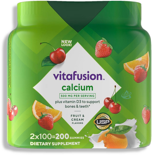 (1+1=2병 1세트) vitafusion 비타퓨전 칼슘 500mg + 비타민 D3 25mcg 구미젤리100정, 2개, 100정
