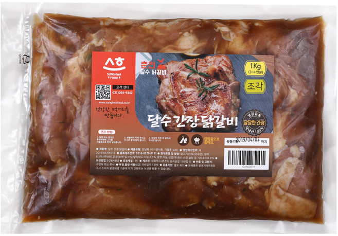 (특가할인)춘천달수닭갈비 한입간장닭갈비 1kg 국내산닭 신선육 주문당일제조 춘천직송, 1개
