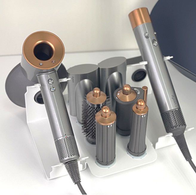 [국내생산] 다이슨 에어랩 거치대 슈퍼소닉 호환 8구 트윈거치대, 1개, 화이트 + 실리콘툴(다크그레이)