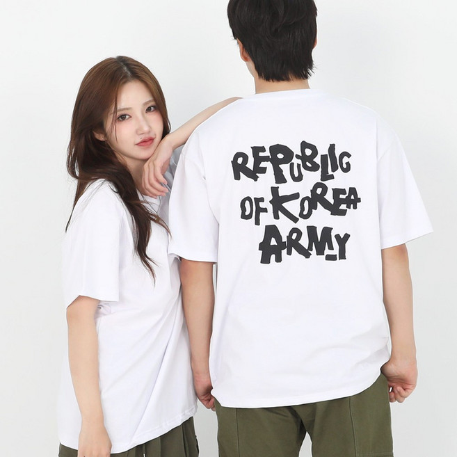 남녀공용 로카 반팔 오버핏 레터링 반팔티