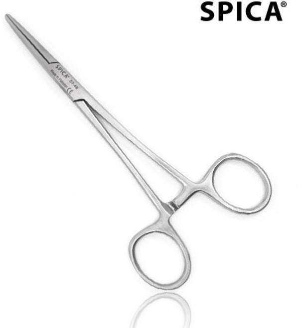 SPICA 겸자가위 집게 핀셋 포셉, 16cm 직선형 S7-46, 1개