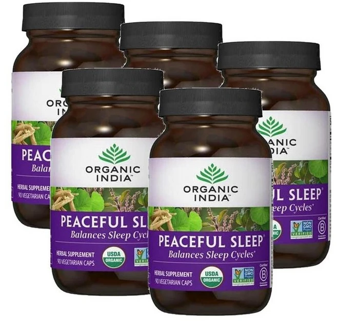 오가닉인디아 피스풀 슬립 캡슐 Organic-India Peaceful Sleep, 90정, 5개 - 쿠팡