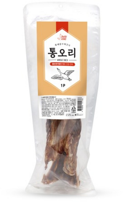 덕킹 국내산 통오리 중현견 대형견 간식 바삭한 식감, 1개