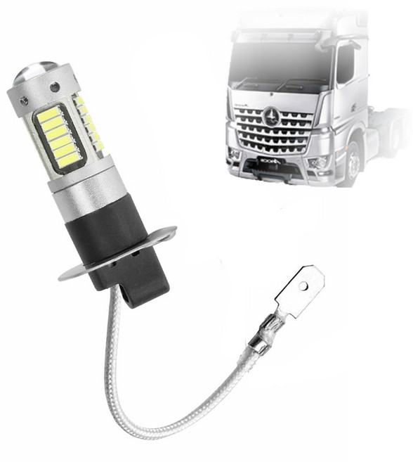 트럭 LED 전구 H3 트럭부품 볼보 현대 엑시언트 트라고 대우 프리마 노부스 스카니아 만 벤츠 24V 안개등, 1개, 화이트