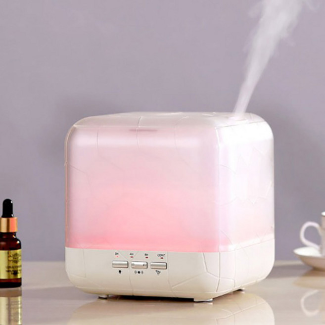 대용량 아로마 큐브 가습기 무드등 LED USB 초음파, 대용량 아로마 큐브 가습기 - 핑크
