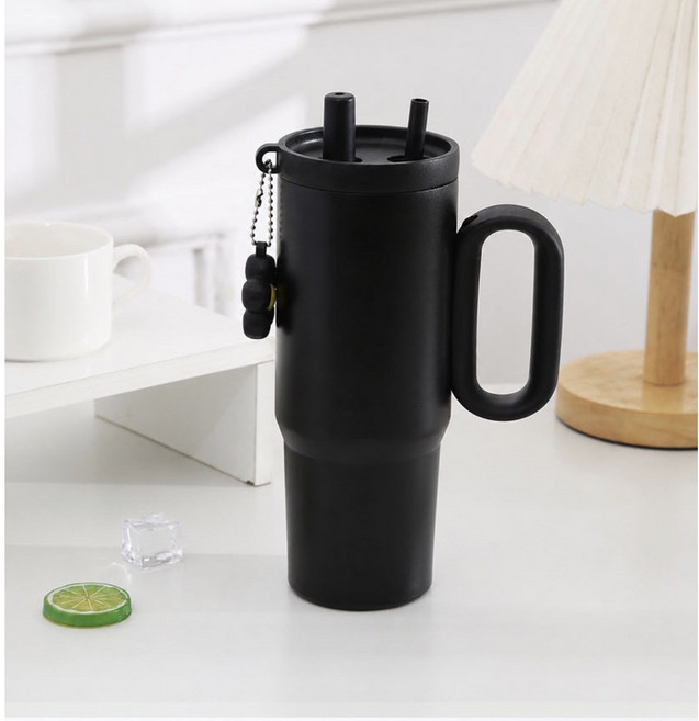 필링크 파스텔 텀꾸 304스텐 650ml 보온보냉 대용량 손잡이 텀블러, 1개, 블랙