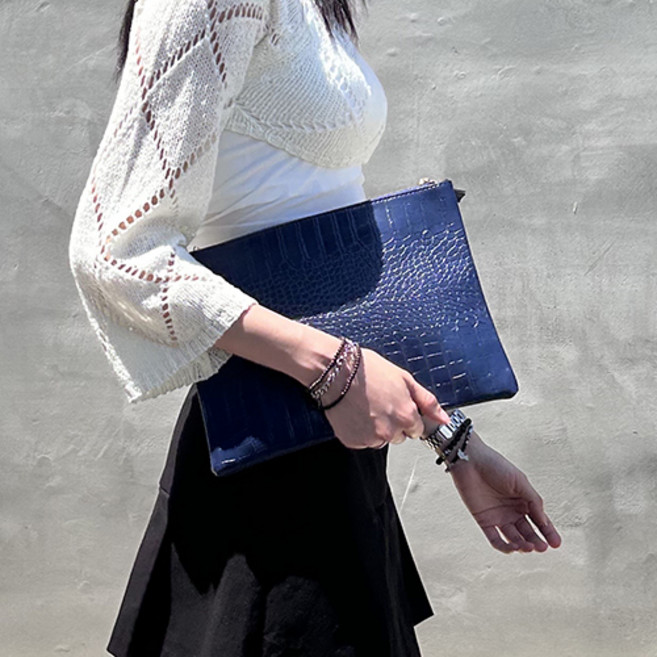 [세일] 히야린느 가볍고 시크한 네모 가죽 클러치백 (5colors)